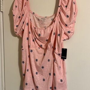 Torrid Pink Puff Sleeve Ruched Blouse